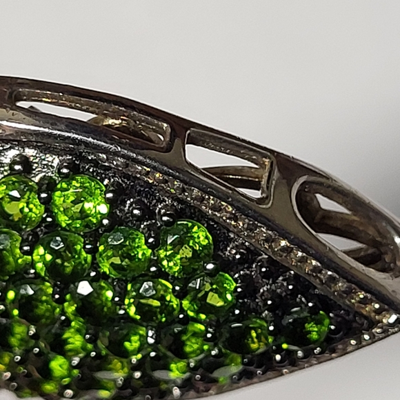 Genuine Russian Chrome Diopside Sterling Silver Slide Pendant Necklace - Picture 9 of 9